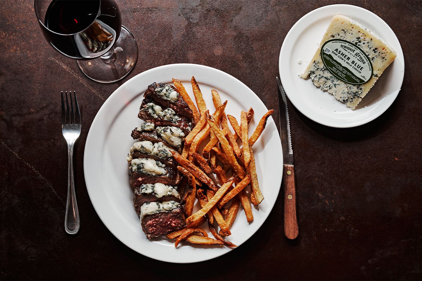 Steak with Melted Asher Blue Cheese