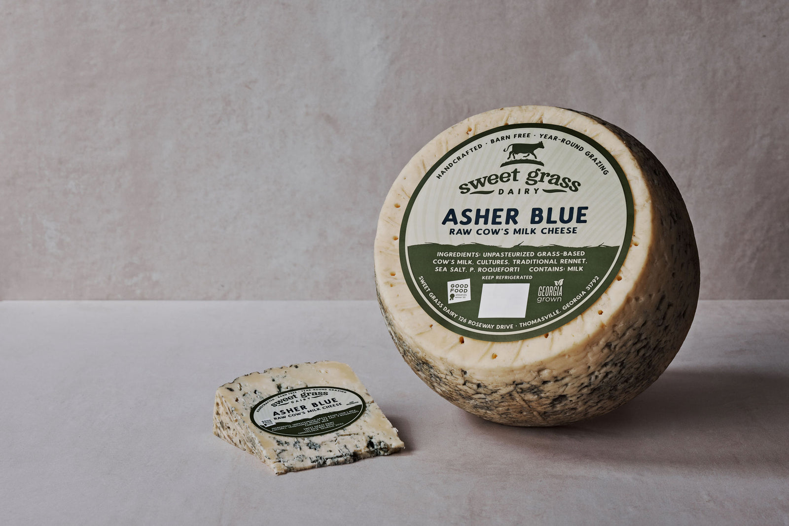 asher blue showing the label 